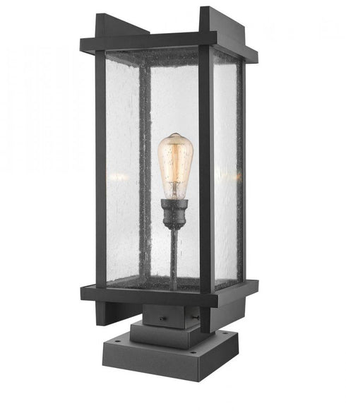 Z-Lite Fallow 1 Light Outdoor Pier Mounted Fixture in Black Finish Model: 565PHBS-SQPM-BK