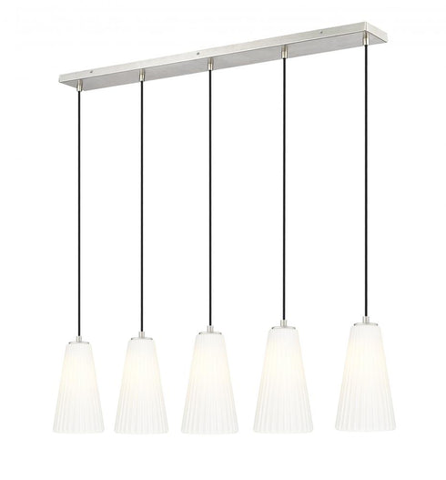 Z-Lite Farrell 5 Light Linear Chandelier in Brushed Nickel Finish Model: 3043P6-5L-BN