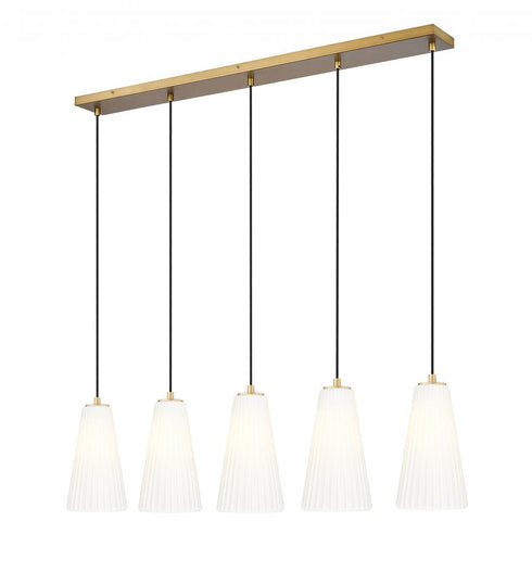 Z-Lite Farrell 5 Light Linear Chandelier in Brushed Nickel Finish Model: 3043P6-5L-BN