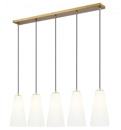 Z-Lite Farrell 5 Light Linear Chandelier in Brushed Nickel Finish Model: 3043P7-5L-BN