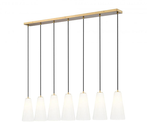 Z-Lite Farrell 7 Light Linear Chandelier in Brushed Nickel Finish Model: 3043P7-7L-BN