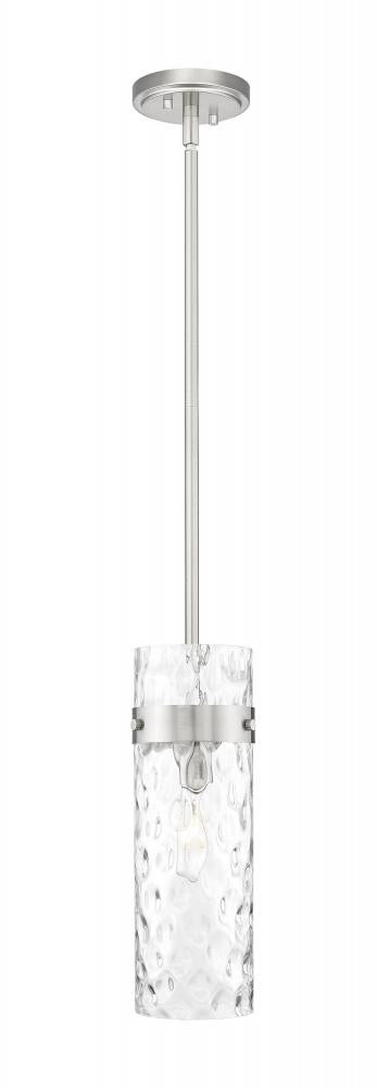 Z-Lite Fontaine 1 Light Pendant in Brushed Nickel Finish Model: 7002P5-ROD-BN