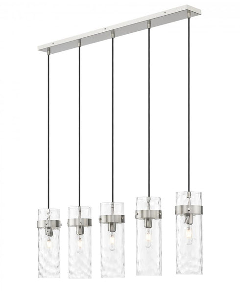 Z-Lite Fontaine 5 Light Linear Chandelier in Brushed Nickel Finish Model: 7002P5-5L-BN