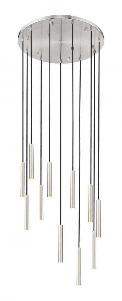 Z-Lite Forest 11 Light Chandelier in Brushed Nickel Finish Model: 919MP12-11R-BN-LED