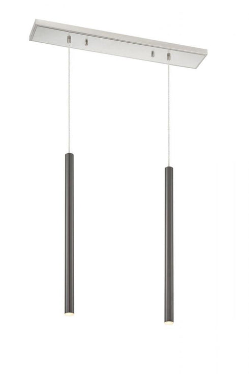 Z-Lite Forest 2 Light Linear Chandelier in Brushed Nickel Finish Model: 917MP24-BN-LED-2LBN