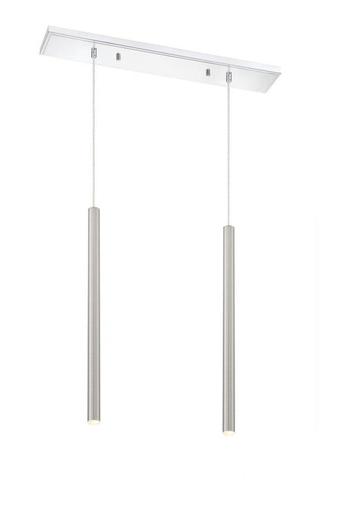 Z-Lite Forest 2 Light Linear Chandelier in Brushed Nickel Finish Model: 917MP24-BN-LED-2LBN