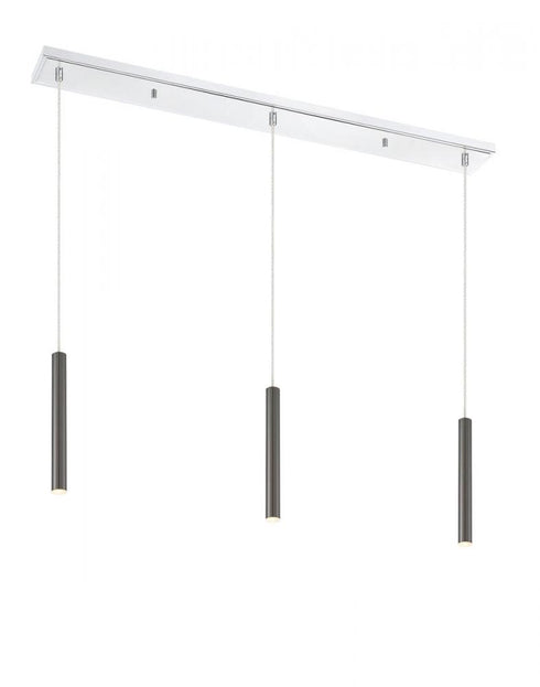 Z-Lite Forest 3 Light Linear Chandelier in Brushed Nickel Finish Model: 917MP12-BN-LED-3LBN