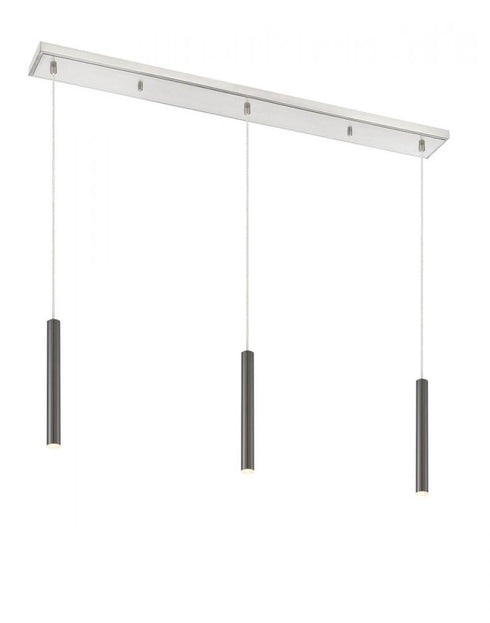 Z-Lite Forest 3 Light Linear Chandelier in Brushed Nickel Finish Model: 917MP12-BN-LED-3LBN