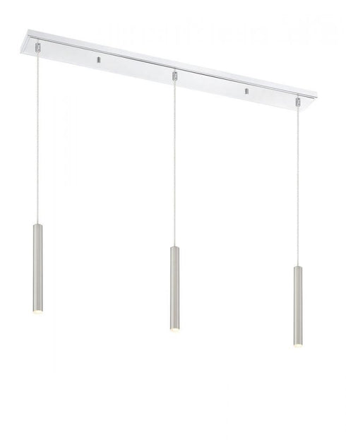 Z-Lite Forest 3 Light Linear Chandelier in Brushed Nickel Finish Model: 917MP12-BN-LED-3LBN