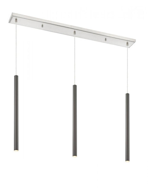 Z-Lite Forest 3 Light Linear Chandelier in Brushed Nickel Finish Model: 917MP24-BN-LED-3LBN