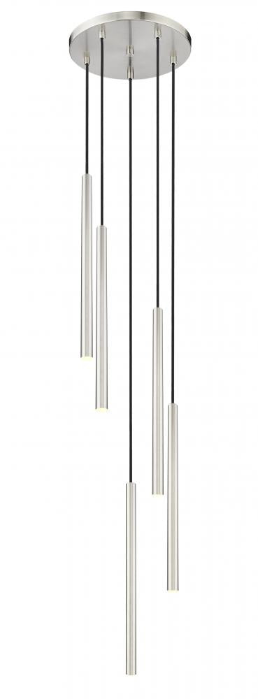 Z-Lite Forest 5 Light Chandelier in Brushed Nickel Finish Model: 919MP24-5R-BN-LED