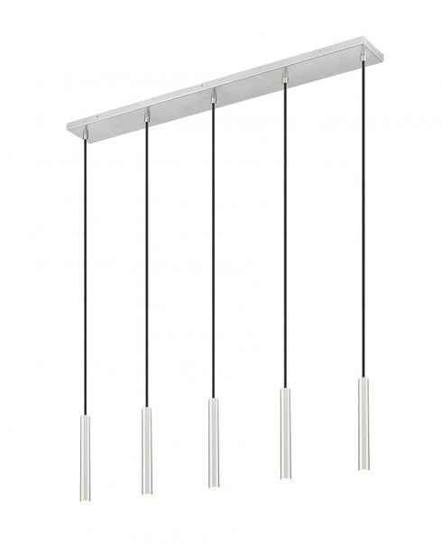 Z-Lite Forest 5 Light Linear Chandelier in Brushed Nickel Finish Model: 919MP12-5L-BN-LED