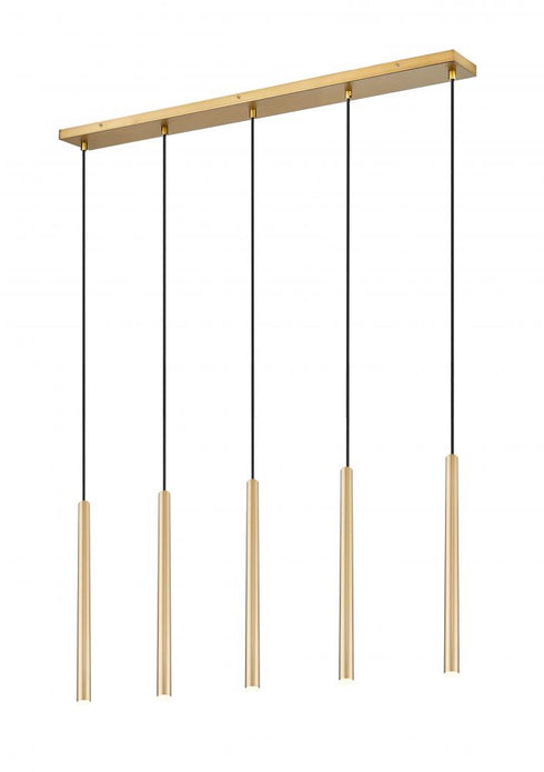 Z-Lite Forest 5 Light Linear Chandelier in Brushed Nickel Finish Model: 919MP24-5L-BN-LED