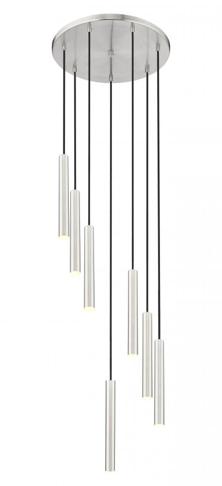 Z-Lite Forest 7 Light Chandelier in Brushed Nickel Finish Model: 919MP12-7R-BN-LED