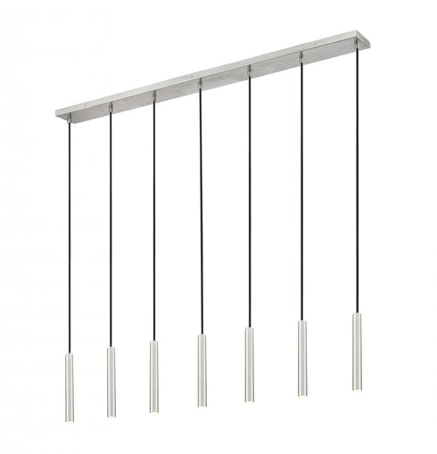 Z-Lite Forest 7 Light Linear Chandelier in Brushed Nickel Finish Model: 919MP12-7L-BN-LED