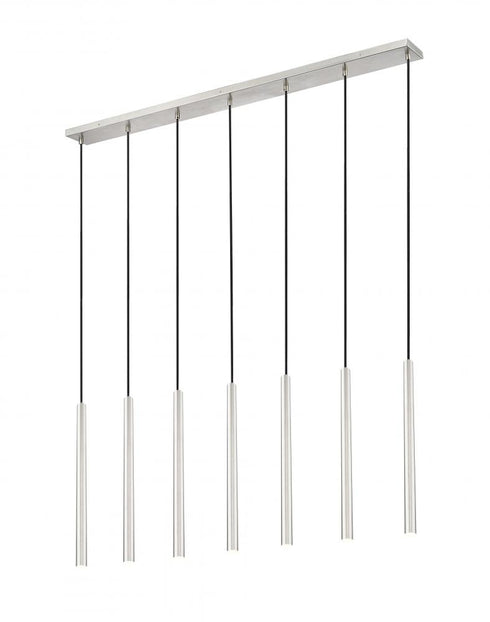 Z-Lite Forest 7 Light Linear Chandelier in Brushed Nickel Finish Model: 919MP24-7L-BN-LED