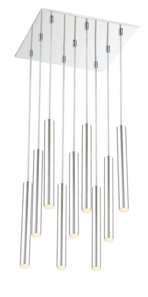 Z-Lite Forest 9 Light Chandelier in Chrome Finish Model: 917MP12-BN-LED-9SCH