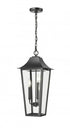 Z-Lite Gannon 3 Light Outdoor Chain Mount Ceiling Fixture in Black Finish Model: 5008CHB-BK