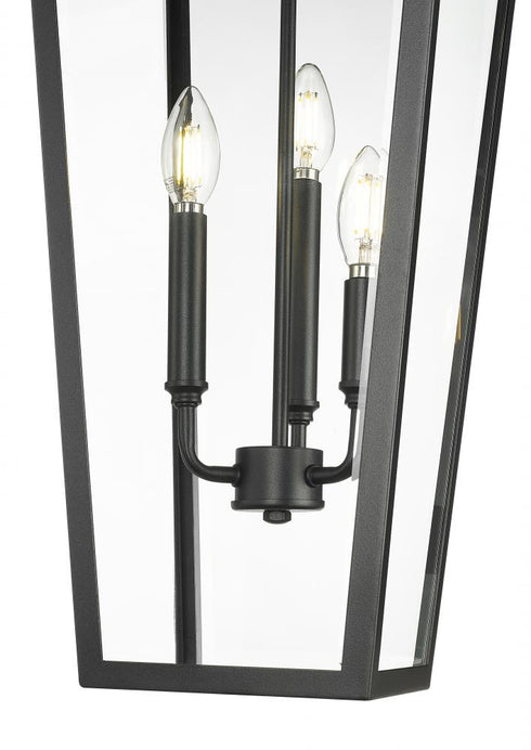Z-Lite Gannon 3 Light Outdoor Chain Mount Ceiling Fixture in Black Finish Model: 5008CHXL-BK