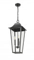 Z-Lite Gannon 3 Light Outdoor Chain Mount Ceiling Fixture in Black Finish Model: 5008CHXL-BK