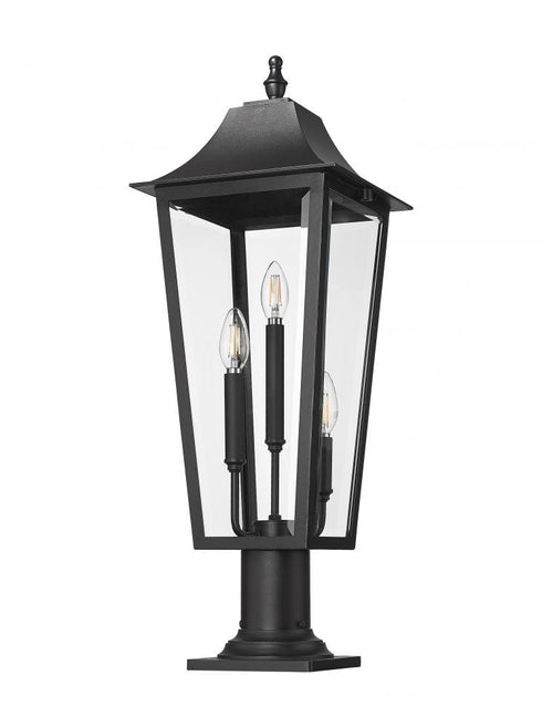 Z-Lite Gannon 3 Light Outdoor Pier Mounted Fixture in Black Finish Model: 5008PHBR-533PM-BK