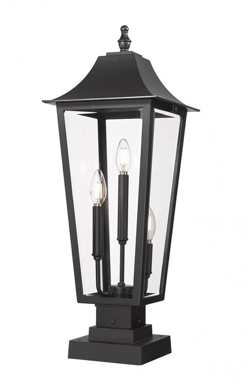 Z-Lite Gannon 3 Light Outdoor Pier Mounted Fixture in Black Finish Model: 5008PHBS-SQPM-BK