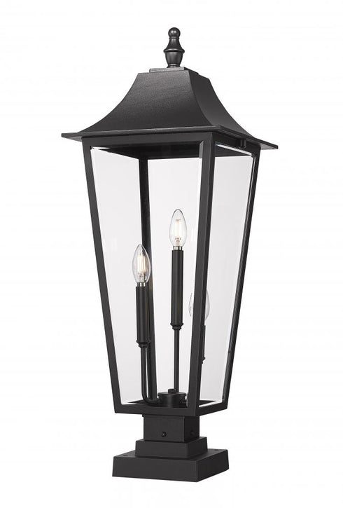 Z-Lite Gannon 3 Light Outdoor Pier Mounted Fixture in Black Finish Model: 5008PHXLS-SQPM-BK