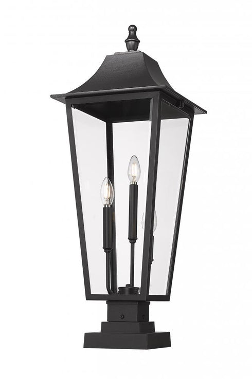 Z-Lite Gannon 3 Light Outdoor Pier Mounted Fixture in Black Finish Model: 5008PHXLS-SQPM-BK