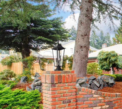 Z-Lite Gannon 3 Light Outdoor Pier Mounted Fixture in Black Finish Model: 5008PHXLS-SQPM-BK