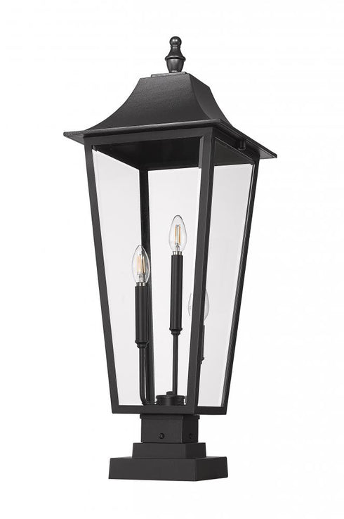 Z-Lite Gannon 3 Light Outdoor Pier Mounted Fixture in Black Finish Model: 5008PHXLS-SQPM-BK