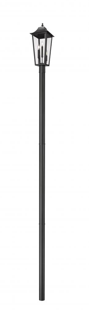 Z-Lite Gannon 3 Light Outdoor Post Mount Fixture in Black Finish Model: 5008PHBR-5009P120-BK