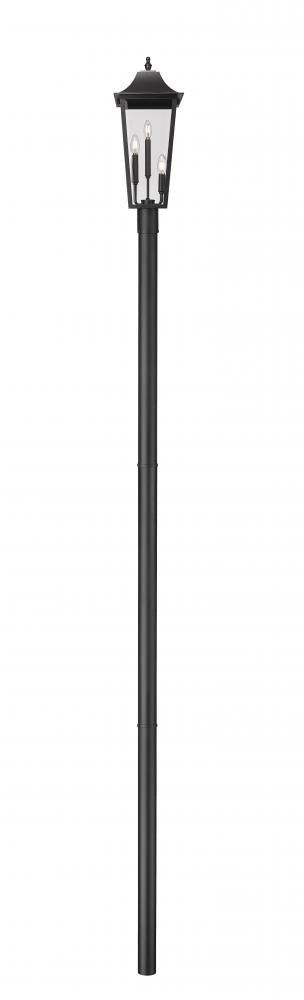 Z-Lite Gannon 3 Light Outdoor Post Mount Fixture in Black Finish Model: 5008PHBR-5009P120-BK
