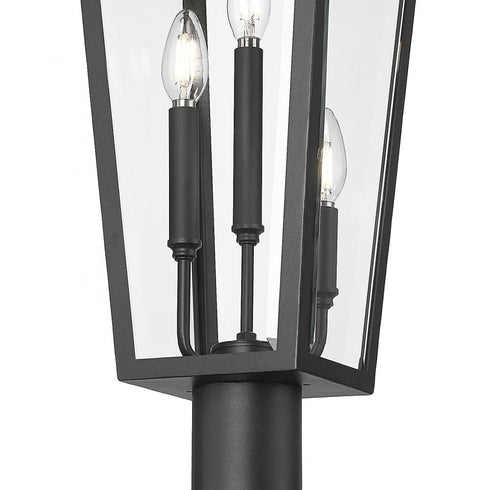 Z-Lite Gannon 3 Light Outdoor Post Mount Fixture in Black Finish Model: 5008PHBR-567P-BK