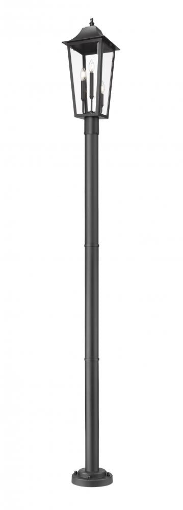 Z-Lite Gannon 3 Light Outdoor Post Mount Fixture in Black Finish Model: 5008PHBR-567P-BK
