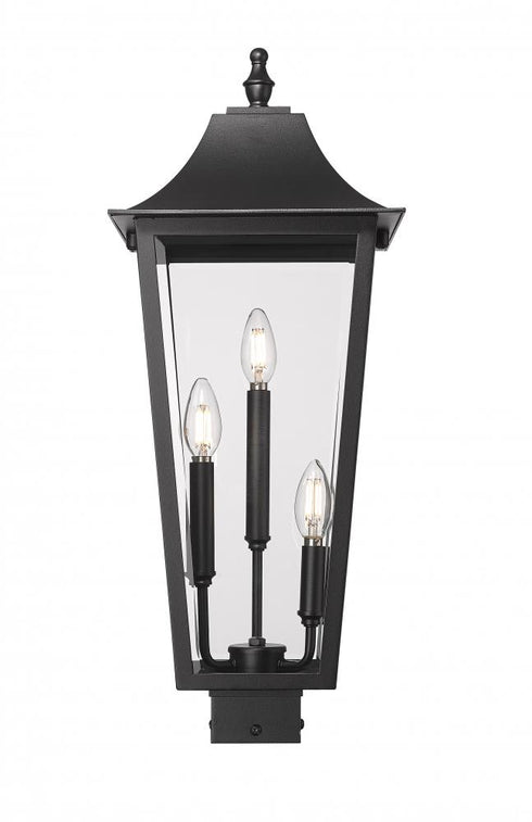 Z-Lite Gannon 3 Light Outdoor Post Mount Fixture in Black Finish Model: 5008PHBS-BK