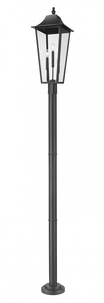 Z-Lite Gannon 3 Light Outdoor Post Mount Fixture in Black Finish Model: 5008PHXLR-567P-BK