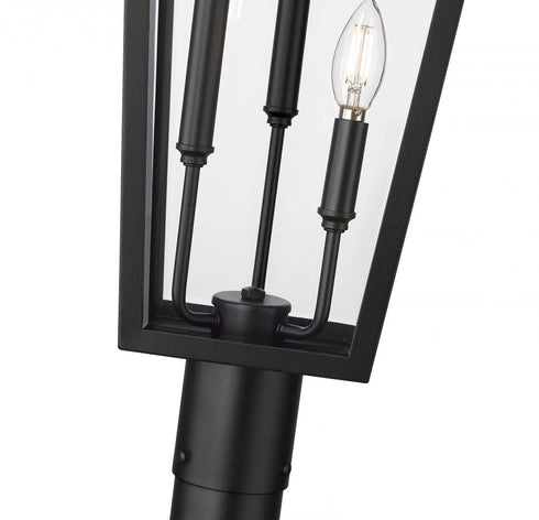 Z-Lite Gannon 3 Light Outdoor Post Mount Fixture in Black Finish Model: 5008PHXLR-567P-BK