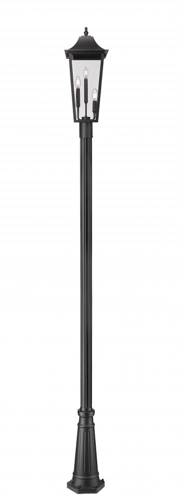 Z-Lite Gannon 3 Light Outdoor Post Mounted Fixture in Black Finish Model: 5008PHBR-5011P-BK