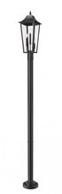 Z-Lite Gannon 3 Light Outdoor Post Mounted Fixture in Black Finish Model: 5008PHBR-5012P-BK