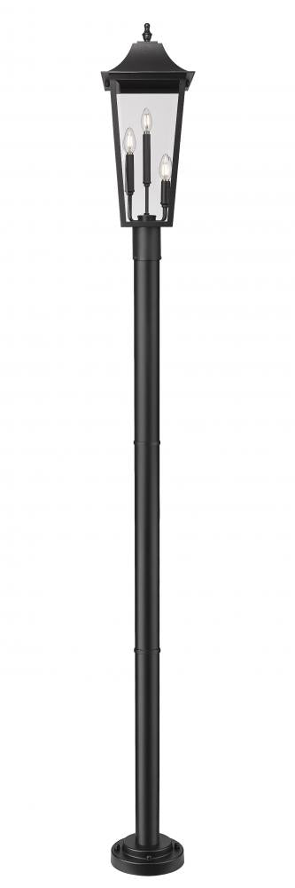 Z-Lite Gannon 3 Light Outdoor Post Mounted Fixture in Black Finish Model: 5008PHBR-5012P-BK