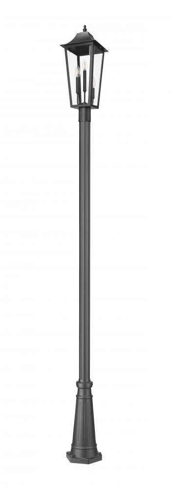 Z-Lite Gannon 3 Light Outdoor Post Mounted Fixture in Black Finish Model: 5008PHBR-519P-BK