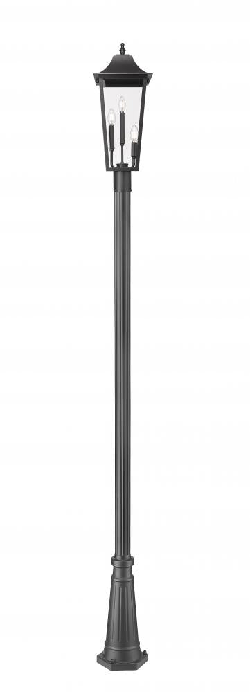 Z-Lite Gannon 3 Light Outdoor Post Mounted Fixture in Black Finish Model: 5008PHBR-519P-BK