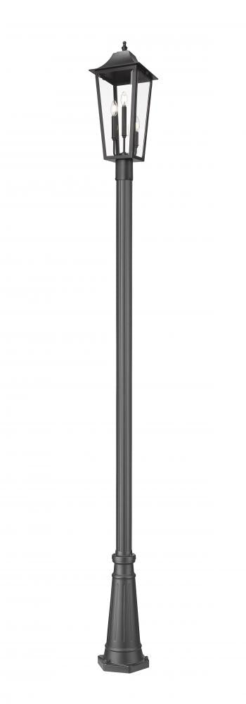 Z-Lite Gannon 3 Light Outdoor Post Mounted Fixture in Black Finish Model: 5008PHBR-519P-BK