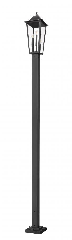 Z-Lite Gannon 3 Light Outdoor Post Mounted Fixture in Black Finish Model: 5008PHBS-536P-BK