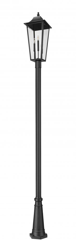 Z-Lite Gannon 3 Light Outdoor Post Mounted Fixture in Black Finish Model: 5008PHXLR-5011P-BK