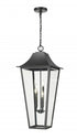 Z-Lite Gannon 5 Light Outdoor Chain Mount Ceiling Fixture in Black Finish Model: 5008CHXXL-BK