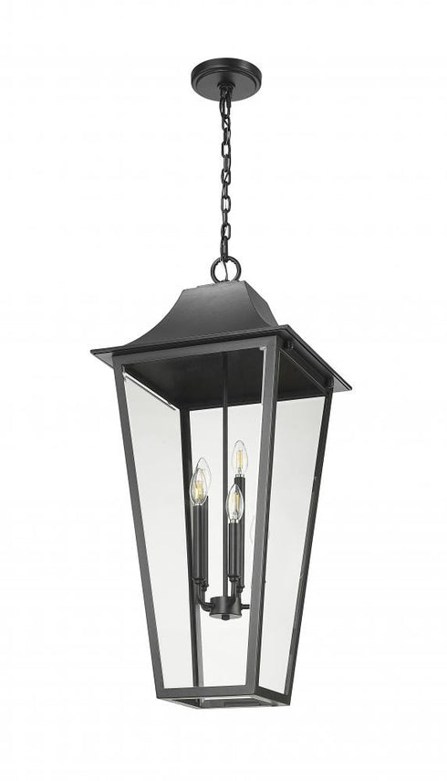 Z-Lite Gannon 5 Light Outdoor Chain Mount Ceiling Fixture in Black Finish Model: 5008CHXXL-BK