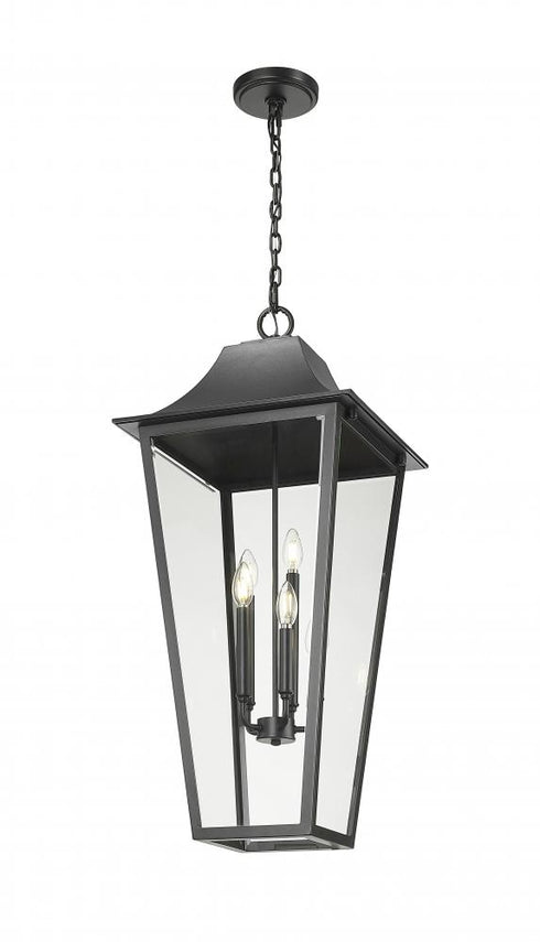 Z-Lite Gannon 5 Light Outdoor Chain Mount Ceiling Fixture in Black Finish Model: 5008CHXXL-BK