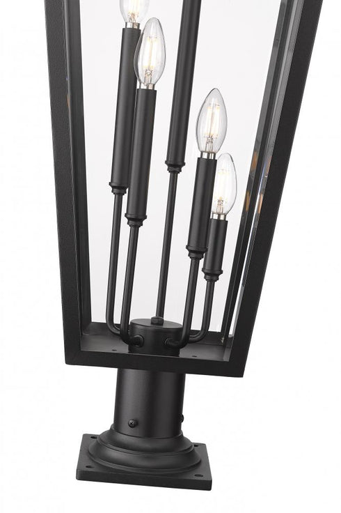 Z-Lite Gannon 5 Light Outdoor Pier Mounted Fixture in Black Finish Model: 5008PHXXLR-533PM-BK