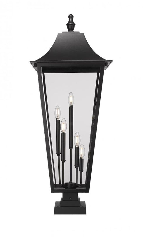 Z-Lite Gannon 5 Light Outdoor Pier Mounted Fixture in Black Finish Model: 5008PHXXLS-SQPM-BK